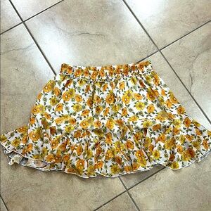 ARULA Floral A-Line Skirt - Orange and Green